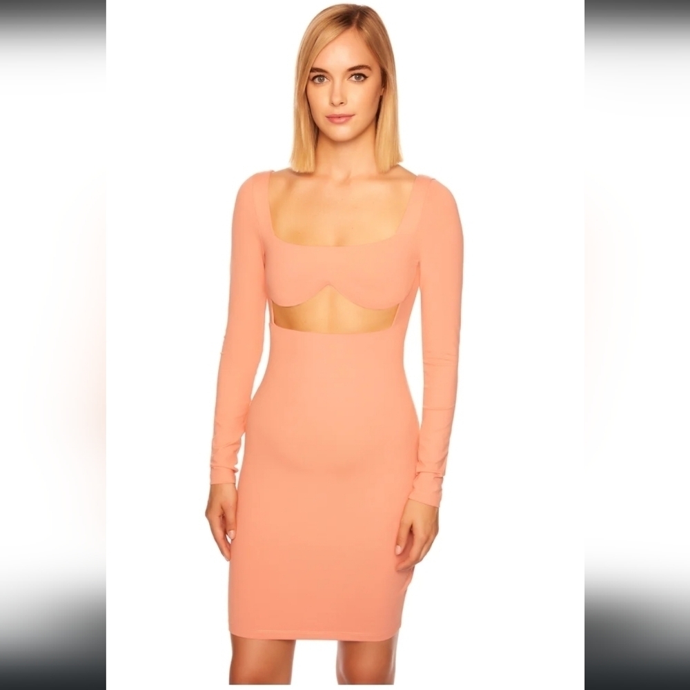 Susana Monaco, Reverse Sweetheart Long Sleeve Dress, Coho, Size Small